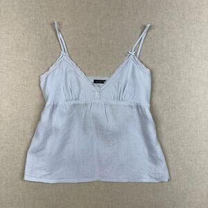 Brandy Melville Light Blue Linen Camisole Tank Adjustable Straps Cottagecore